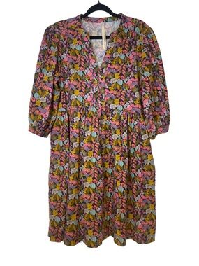 Uncle Frank Floral Multicolor Cotton Dress Size L